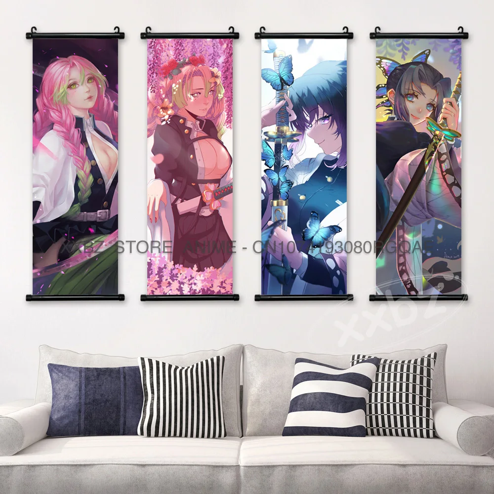 Demon Slayer Poster Anime Agatsuma Zenitsu Canvas Painting Print Wall Art HD Pictures Kochou Shinobu Home Decor Artwork Bedroom