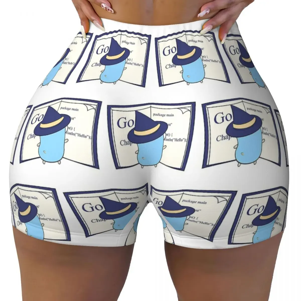 Custom The Go Gopher Golang Witch Learning Women Gym Workout Running Shorts Athletic Volleyball Biker Yoga Shorts