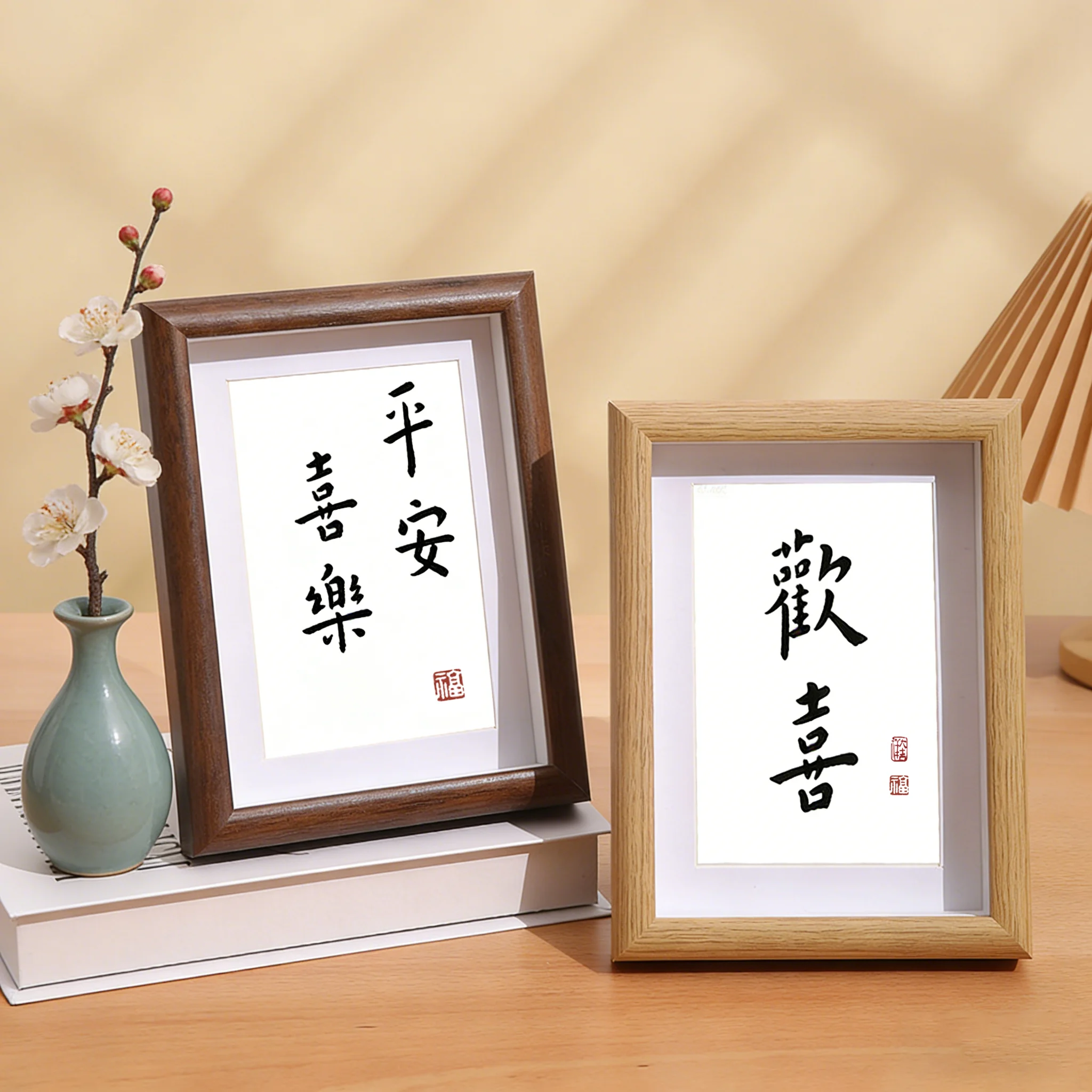 

Framed painting Chinese calligraphy with frame,greetings calligraphy and painting Chinese Style Table Decoration Home Decor