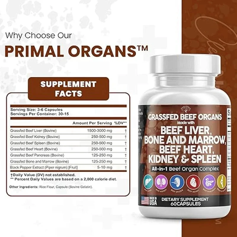 Beef Liver Capsules - Contains Dried Beef Liver, Heart, Beef Floss, Pancreatic And Bone Enzyme Pills