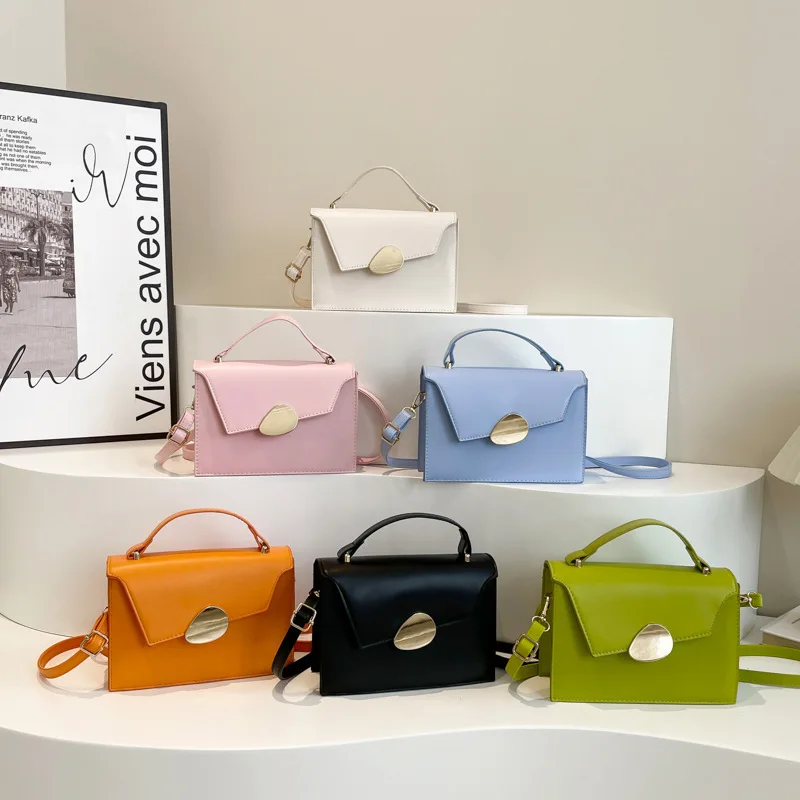 Bolso de mano de un solo hombro para mujer, multifuncional y versátil, moda informal, Color sólido, novedad de 2024