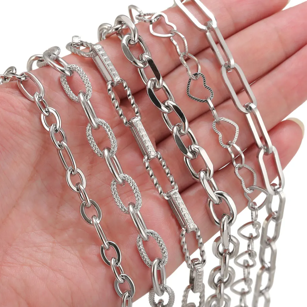 1 Meter lange Punk-Kubanerkette aus Edelstahl für die Schmuckherstellung, Nadelarbeiten, DIY-Halskette, Armband, Schmuckkette, Bastelbedarf – Detail 3