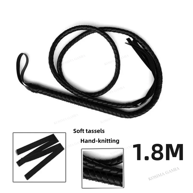 Chicote de Treinador de Circo 1,8m em Couro Sintético PU, Acessório de Chicote para Fantasia de Cowboy Ocidental, Performance e Palco