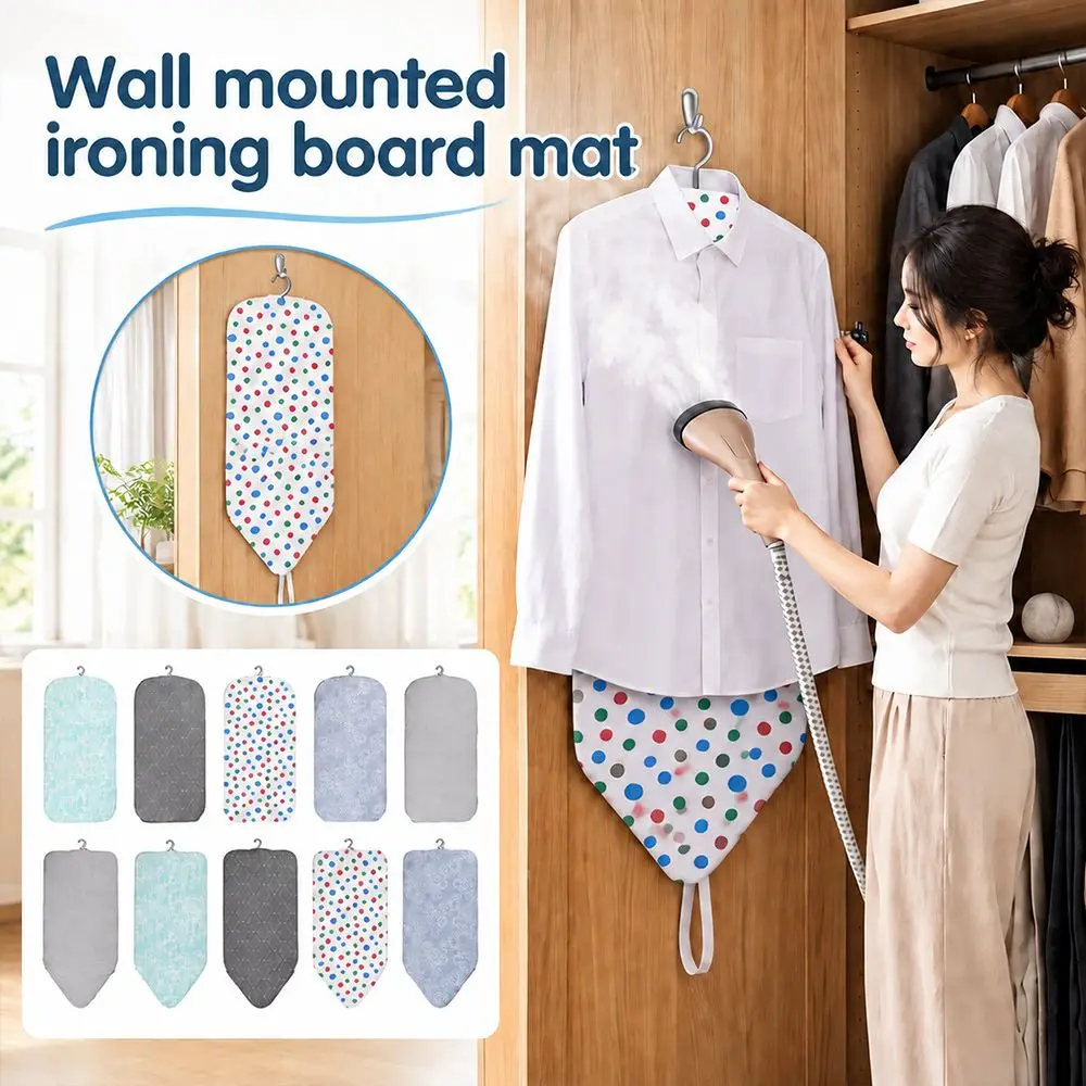 Cotton Ironing Board Pad Wall Mounted Heat Resistant Foldable Ironing Mat Over Door with Hanging Hook Ironing Board Cover