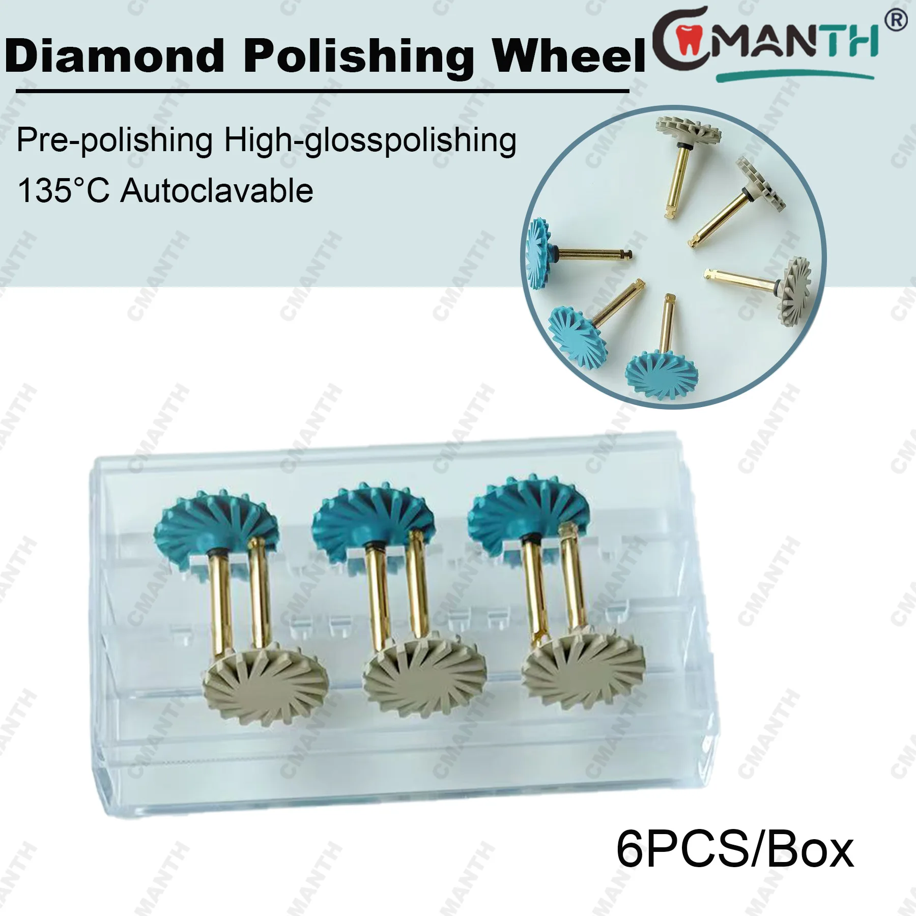

6 Pcs/Box Dental Rubber Polishing Set Composite Polisher Wheel Diamond Impregnated Polishing System Dentistry Whitening Tools