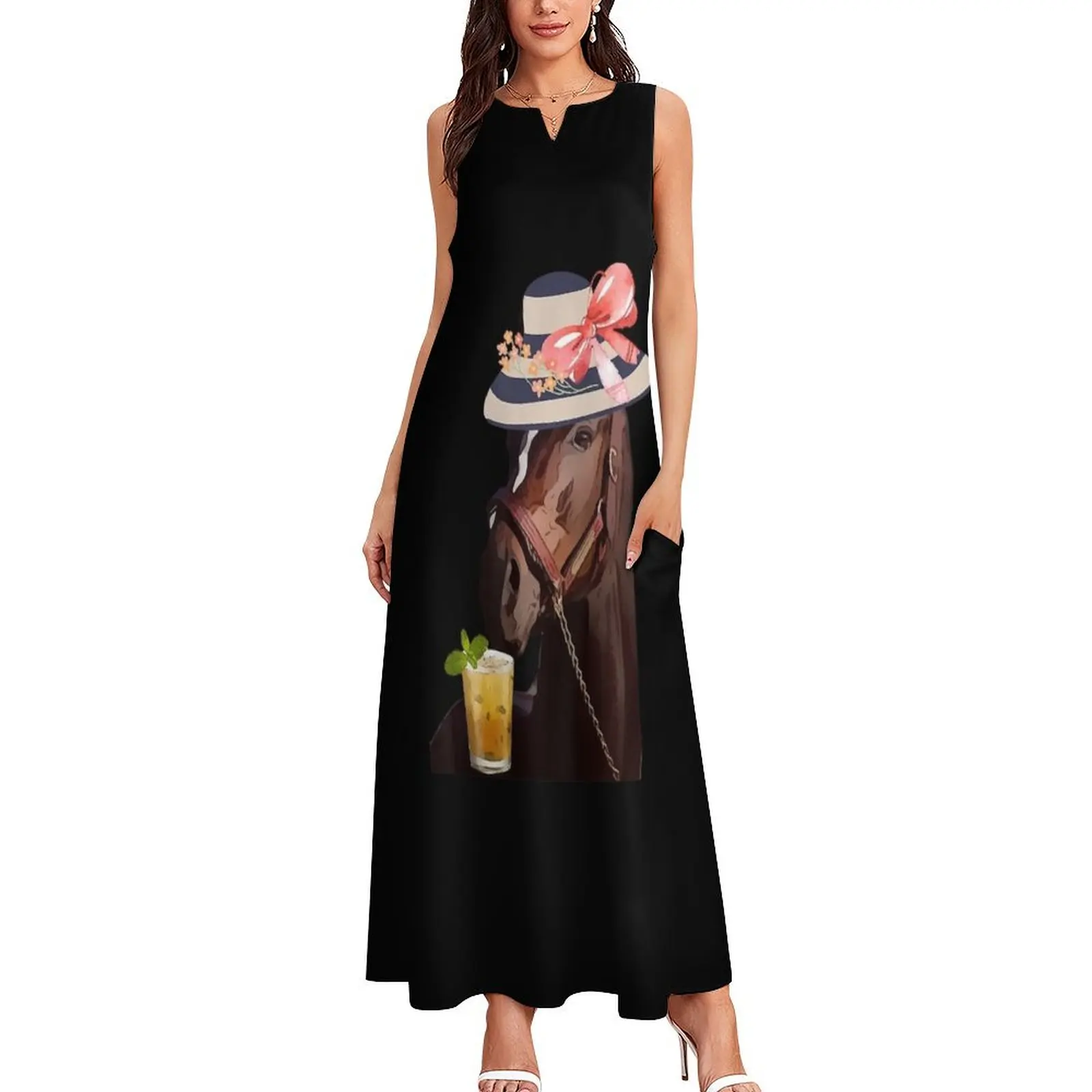 Funny Horse Derby Party Long Dress Women's summer dress dresses summer Woman clothing Dress