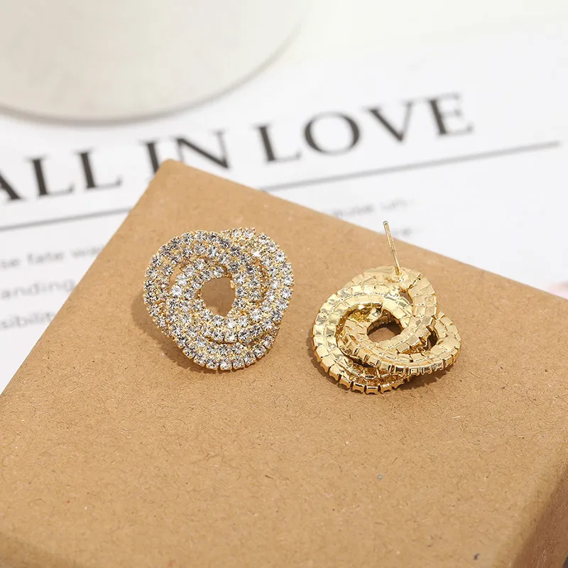 Retro Fashion High-grade Crystal Rose Earrings Women Zircon Ear Studs Wedding Jewelry Gifts