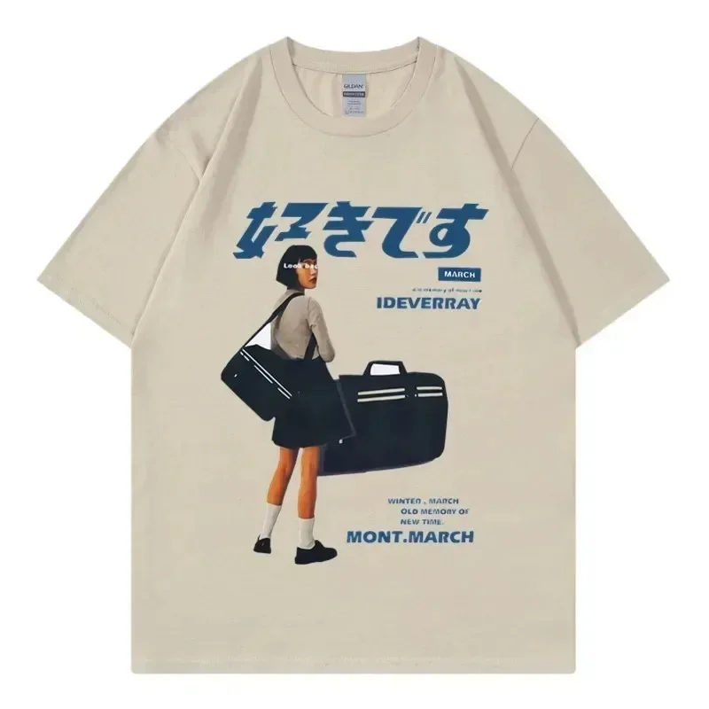 

2025 pure cotton Harajuku hip-hop T-shirt street wear girls Japanese printed T-shirt men and women summer short sleeved T-shirt