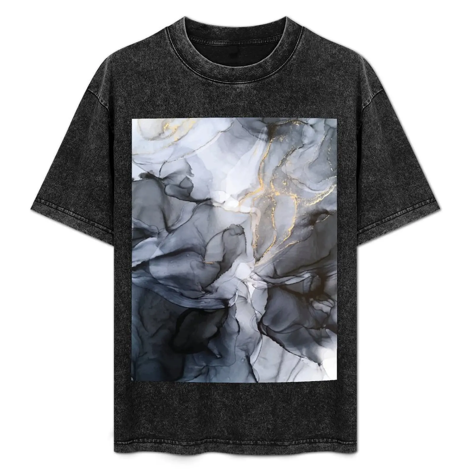 Calm but Dramatic Light Monochromatic Black & Grey Abstract T-Shirt Blouse cotton graphic tees topping mens vintage t shirts