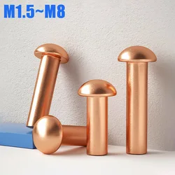 1~100pcs Button Head Cap Copper Rivets M1.5 M2 M2.5 M3M4M5M6M8 Round Head Cap Copper Solid Rivet GB867 Pan Head Hand Knock Rivet