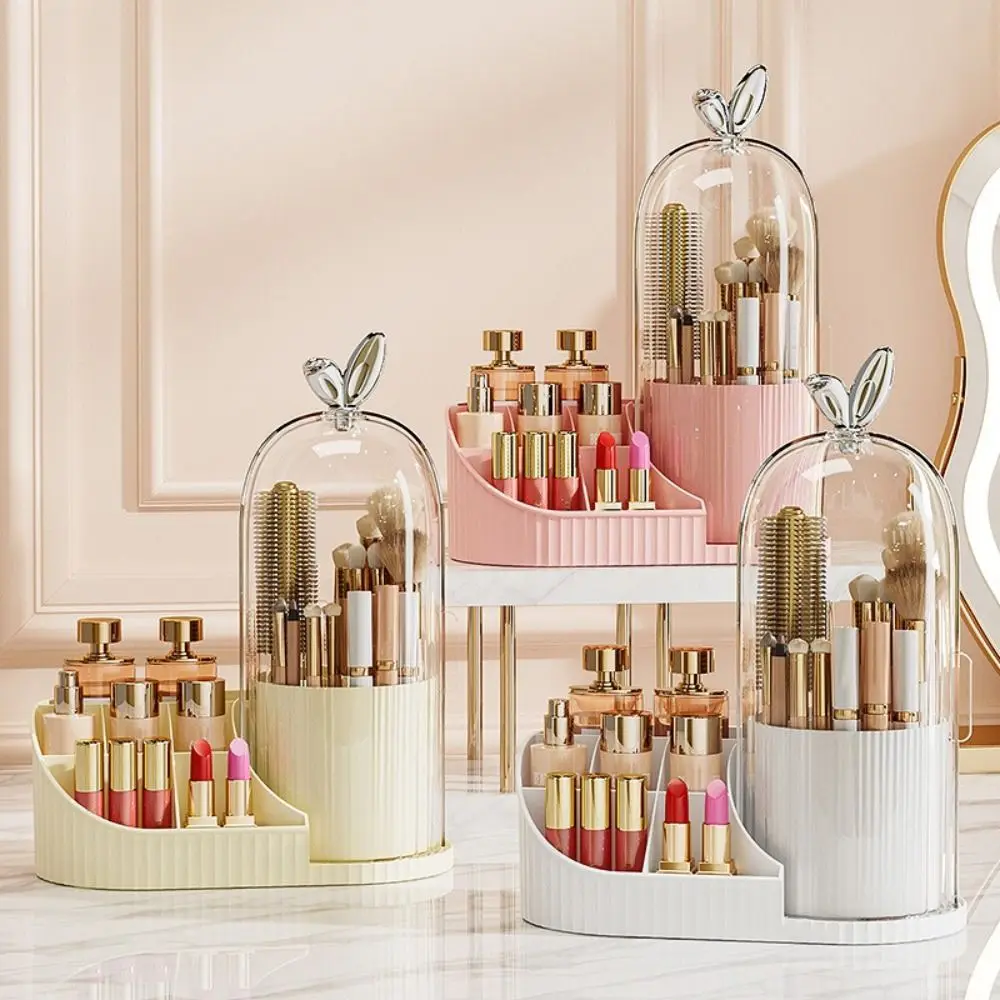 Boîte de rangement pour pinceaux de maquillage PP, multi-compartiments 360 °   Organisateur de rangement à tiroir rotatif, grande capacité, anti-poussière