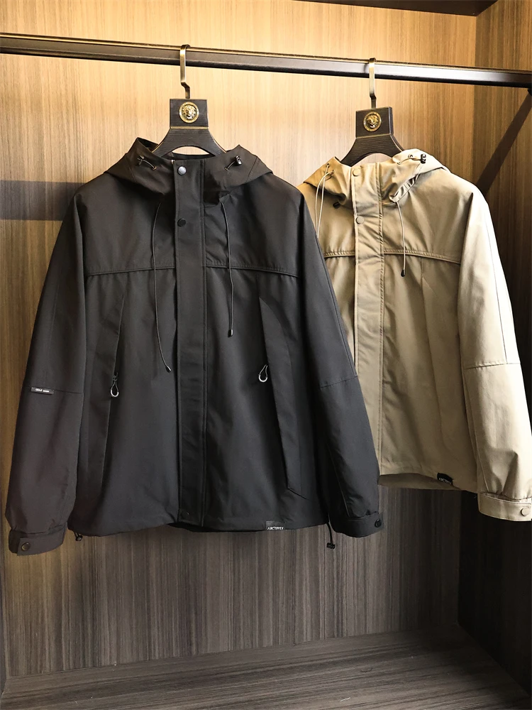 

K Функциональное мужское пальто Jaet с вырезом «летучая мышь» свободного покроя, ветрозащитное водонепроницаемое пальто с капюшоном, модное городское пальто из полиэфирного волокна