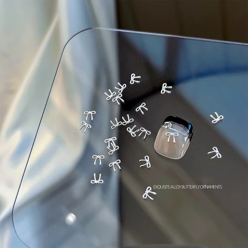 Breloques de luxe pour Nail Art, 10 pièces, nœud papillon en alliage japonais 3D, bijoux de décoration en strass pour ongles, accessoires de bricolage