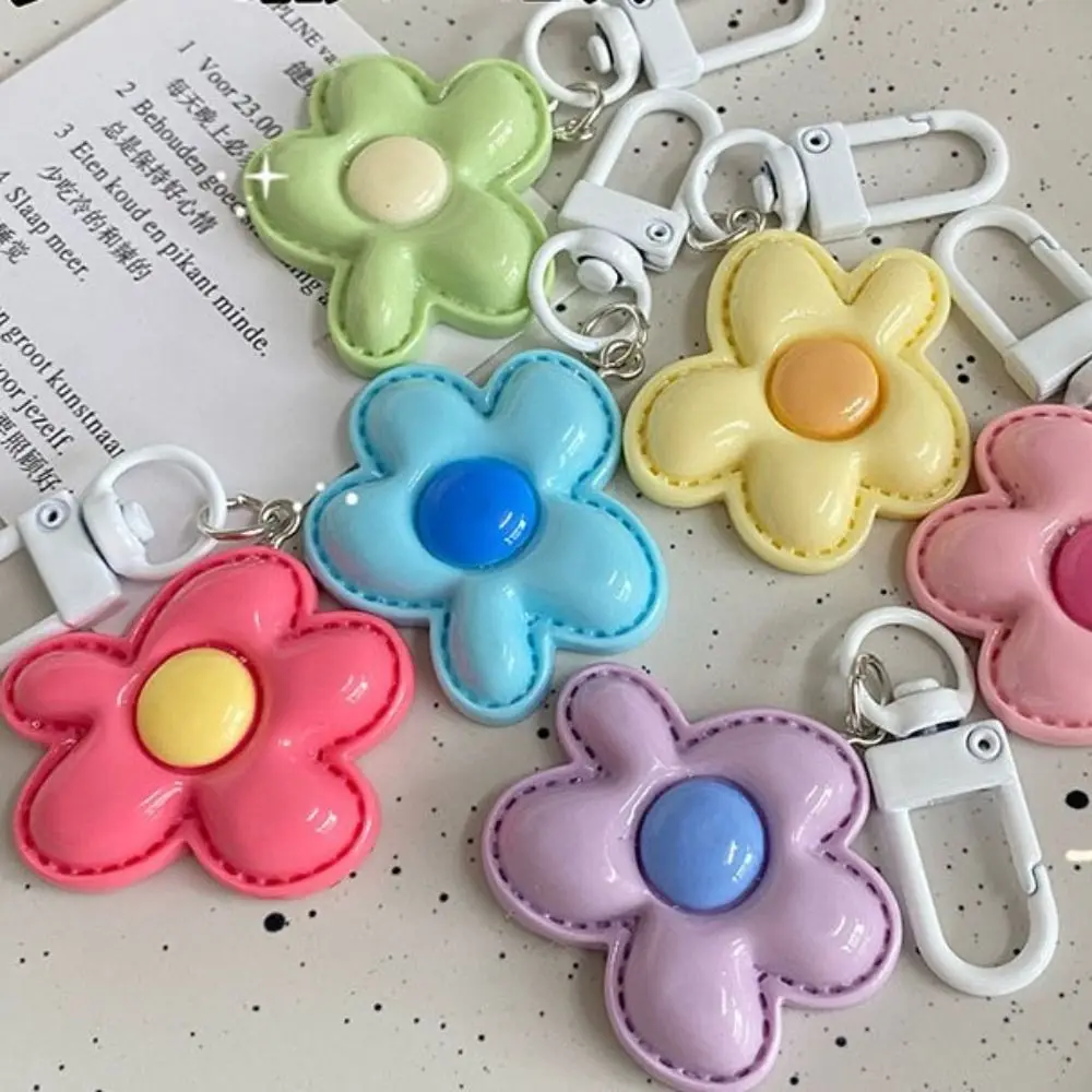 Fashion Key Chains Bag Hanging Pendant Car Keyring Cute Mini Flower Keychain Kawaii Colorful Resin Floral Key Ring