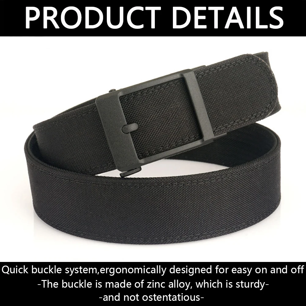 TUSHI Robuster 4,3 cm breiter, verdickter Gürtel aus doppellagigem Nylongewebe mit automatischer Schnalle für Herren – vielseitig einsetzbar für Freizeit und Outdoor – Detail 6