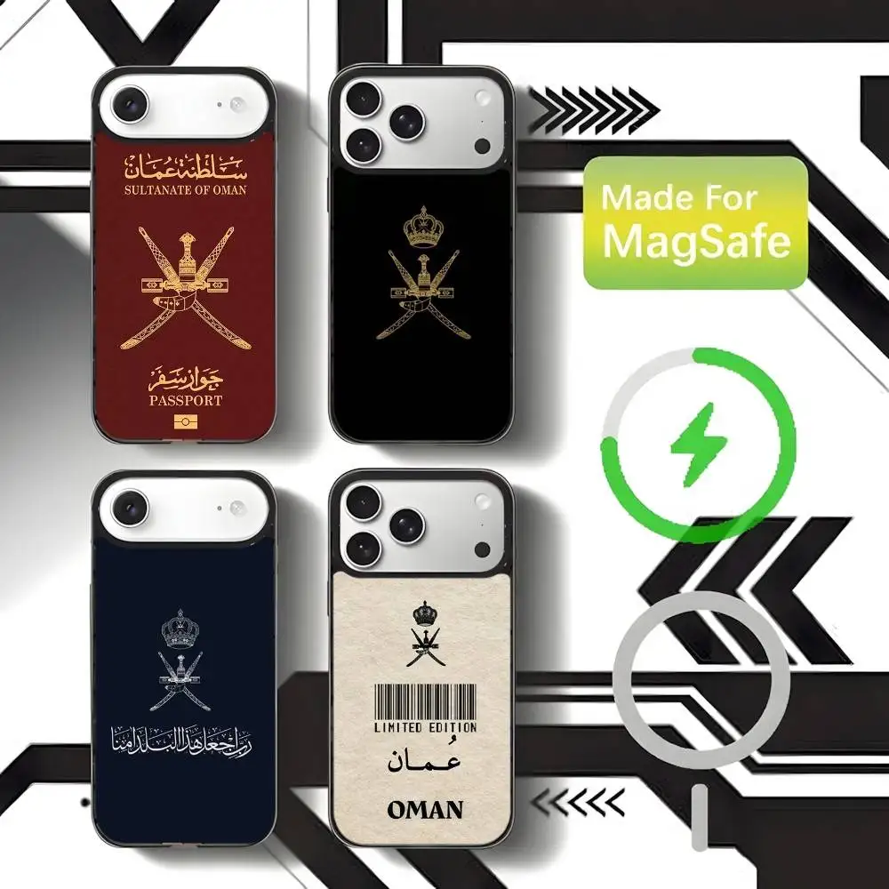 

Oman Passport Flag Phone Case For iPhone 17,16,15,14,13,12,11,Pro,Max,Plus,Mini,SE4,E Magnetic Magsafe Wireless Charging