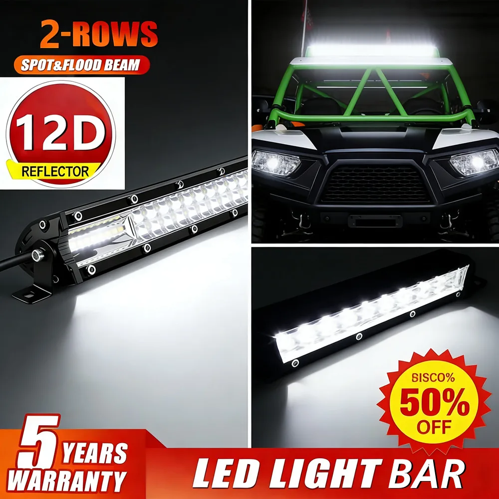 

12D Super Slim LED Light Bar 60W 120W 180W Work Light 12V 24V Driving Lamp for Tractor 4X4 LED Bar Offroad 4WD ATV Truck