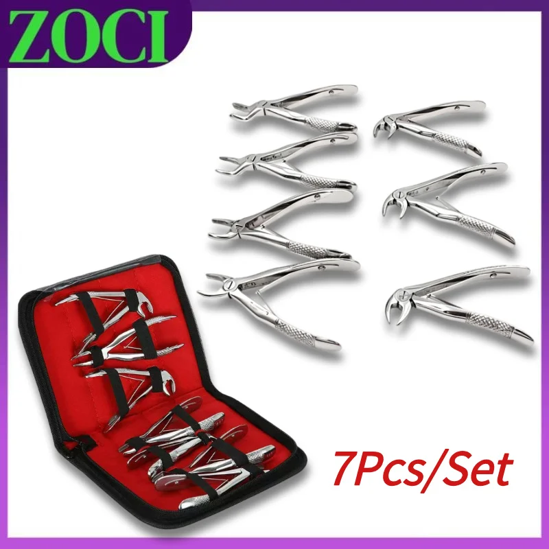 7Pcs/Set Children Dental Extraction Plier Kit Extracting Dentistry Surgical Instruments Tools Forceps Teeth Root Extracting