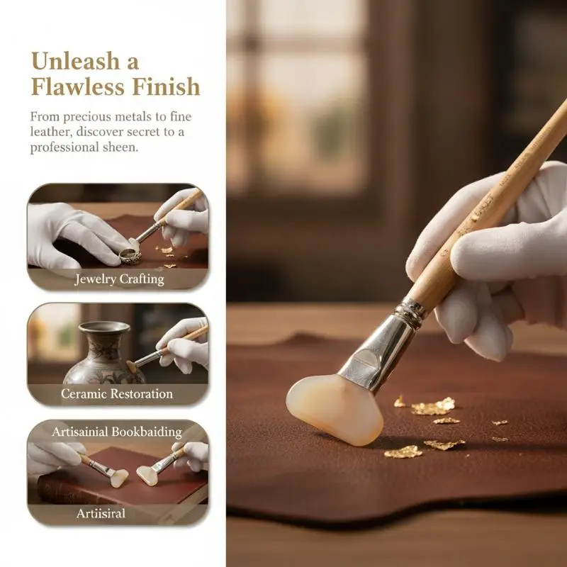 Agate Burnishers, Flat Round & Curved Polishing Tools, For Gold Foil, Silver Leaf Gilding, Bookbinding & Handmade Craft Project