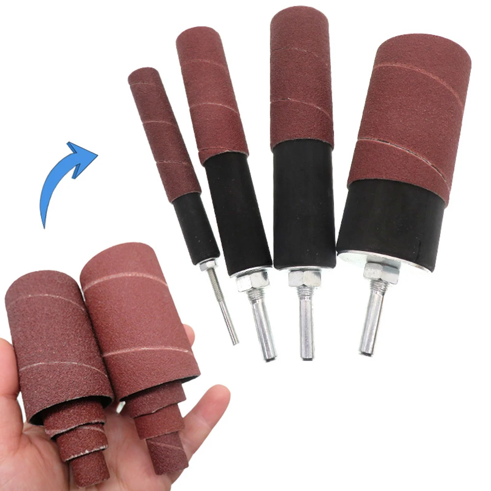 20PCS Drill Press Sanding Drum Kit 80 120 Grit Sleeves Rubber Mandrel Set For Electric Grinder Wood Metal Polishing Tool