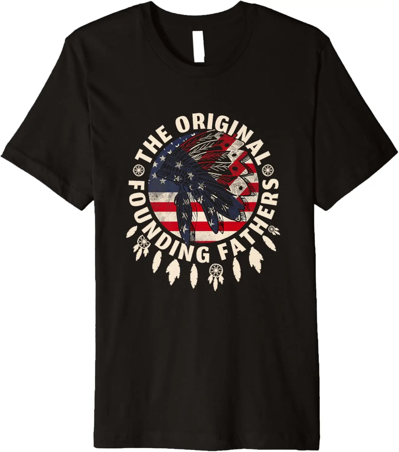 The Original Founding Fathers Distressed Headdress USA Flag Premium T-Shirt