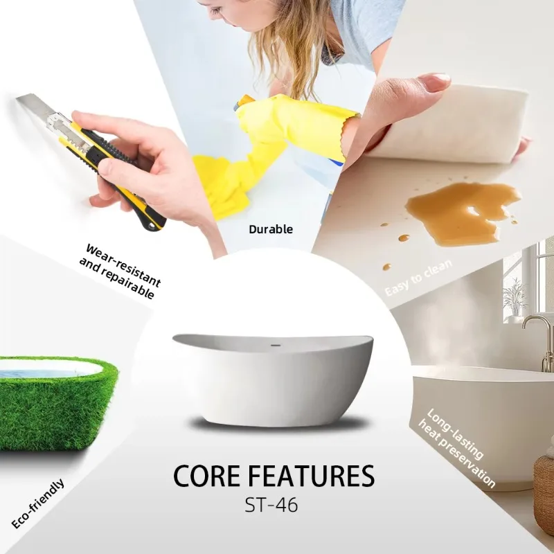 1700X780x640mm freestanding artificial stone bathtub indoor outdoor matte finish double modern bedroom bathroom