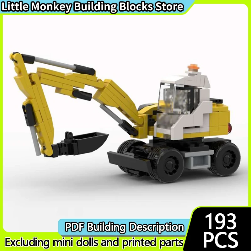 

City Car Model MOC Building Bricks Compact Excavator Machinery Modular Technology Children Holiday Gifts Assemble Toys Suit