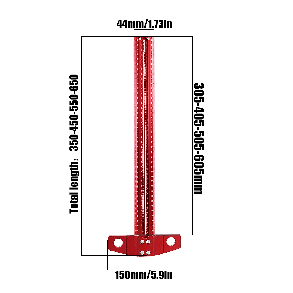 Liga de alumínio Carpintaria Scribe Marcação Gauge, T-Type, 600mm Precision, Crossed-Out Hole, Scribing Ruler, Measuring Tool