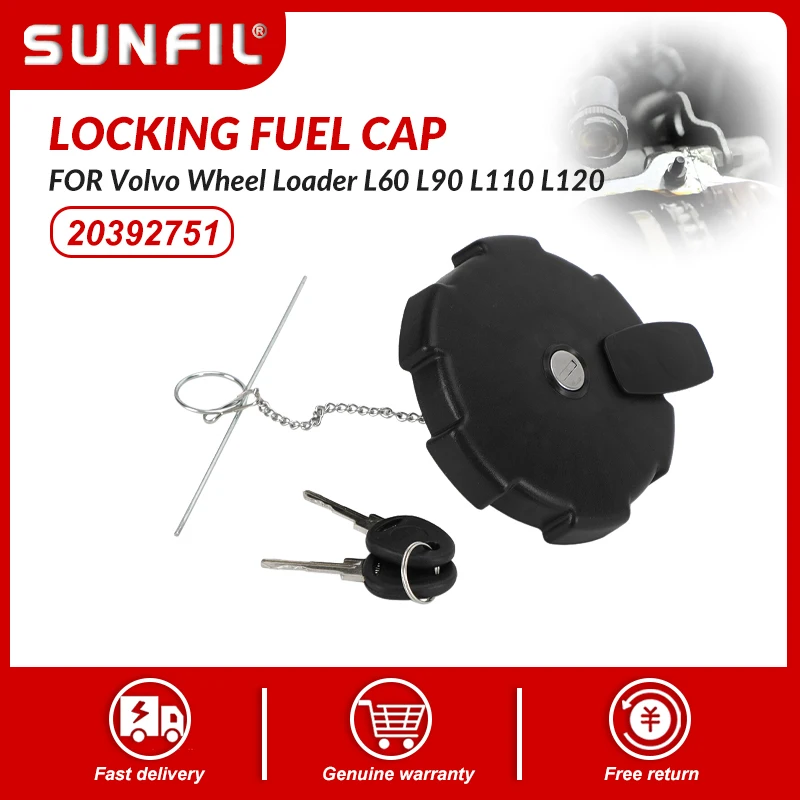 

20392751 Locking Fuel Cap For Volvo Wheel Loader L60 L90 L110 L120 With Keys