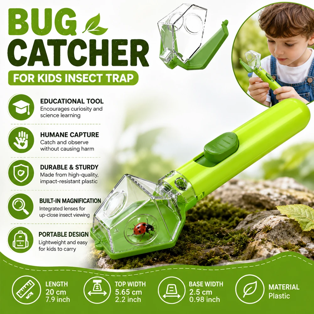 Attrape-insectes et microscope d'observation écologique 6X, jouet d'exploration sûr pour l'apprentissage de la nature en extérieur