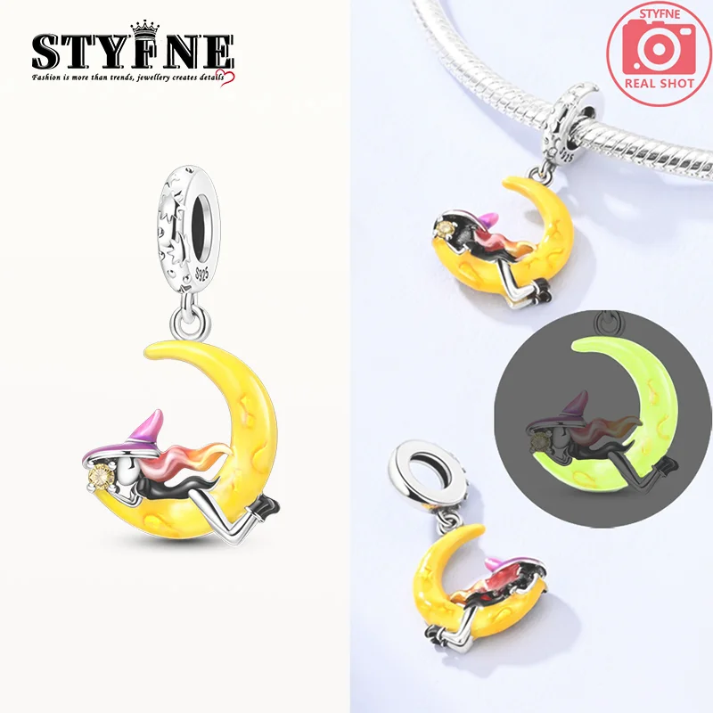 Original Charms 925 Silver Fairy Tale Moon Witch Pendants Fit Charms Plata 925 Bracelets For Women Jewelry Making Diy Fine Gifts