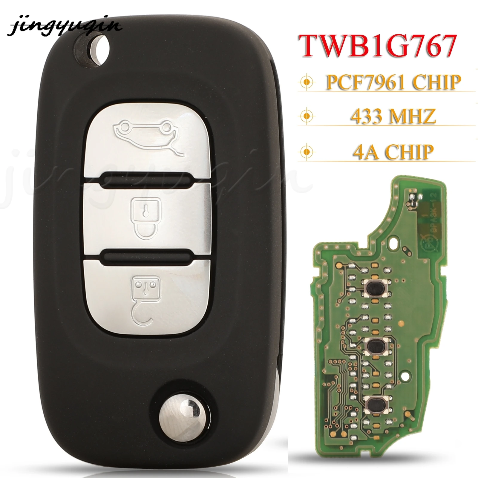 jingyuqin TWB1G767 OEM Flip Remote Key 3Button 433MHz PCF7961M 4A dla Lada Vesta X-RAY XRAY Granta Kalina Priora 2015-2019