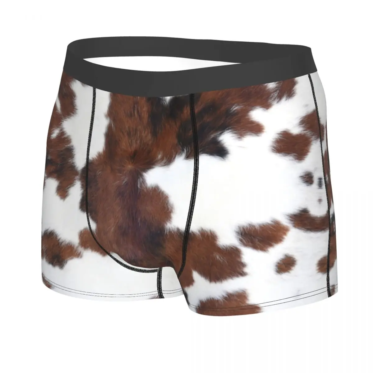 Custom Spotted Brown Farm Animal Skin Boxers Shorts Men Cowhide Leather Texture Briefs Underwear Fashion Underpants