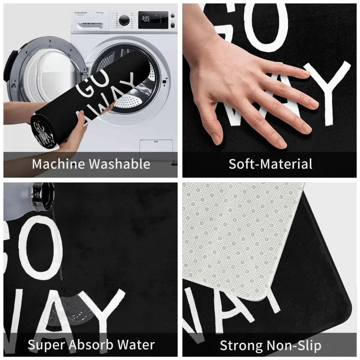 Welcome Mat GO AWAY Letter Print Entrance Door Mat Bedroom Living Room Hallway Indoor Carpet Anti-slip Balcony Area Rug