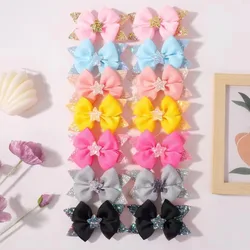 BABY BOWS 2Pcs 4.33inch Star Glitter Bow Hair Clips for Girls Boutique Ribbon Dovetail Barrette Headwear Kids Hair Accessories