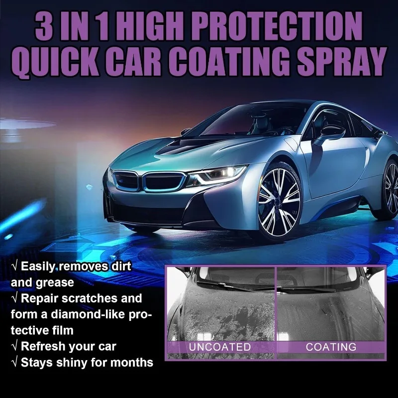 Car Nano Ceramic Coating Spray 3 In 1 Quick Paint Protection Polishing Wax Hydrophobic Shield Auto Detailing Supplies