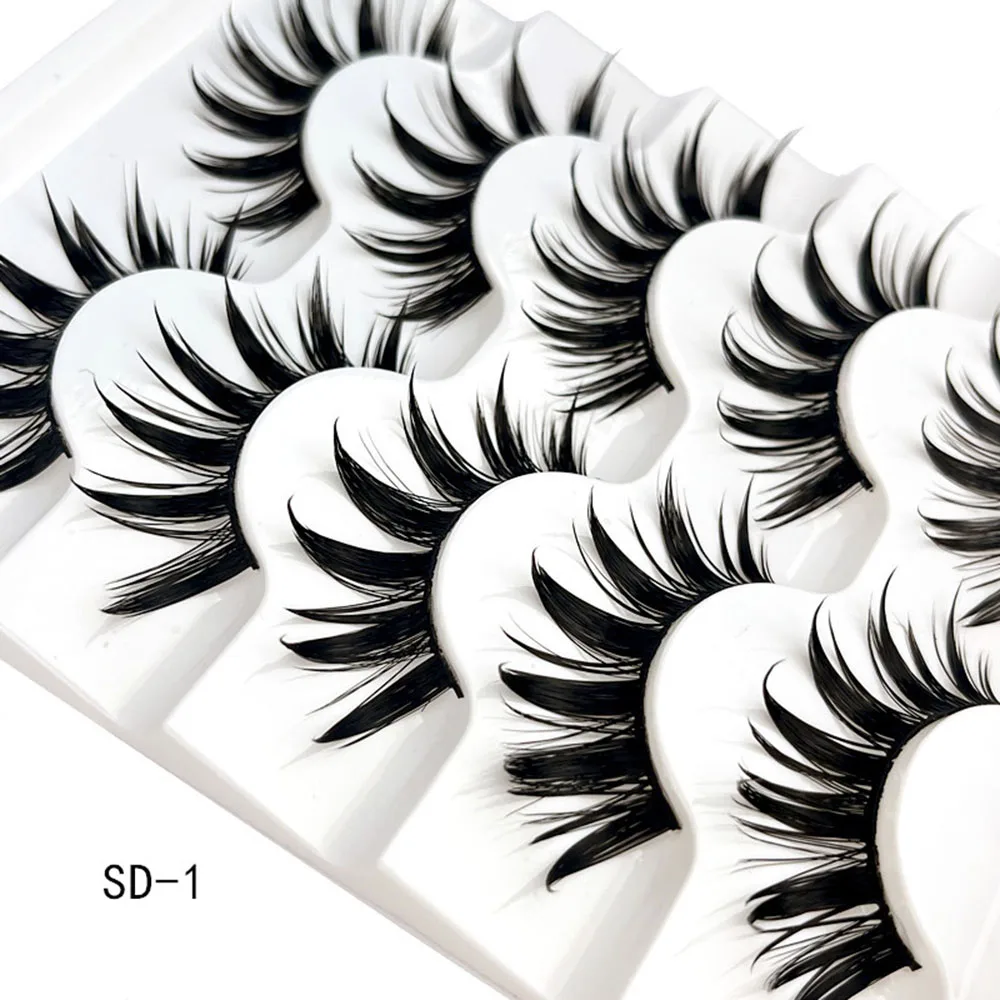 JKX Manga Thick False Eyelashes Cross Curling Lash Extension 3D Thai Style Wet Lashes Natural Fairy Sharp Mink Fake Lashes