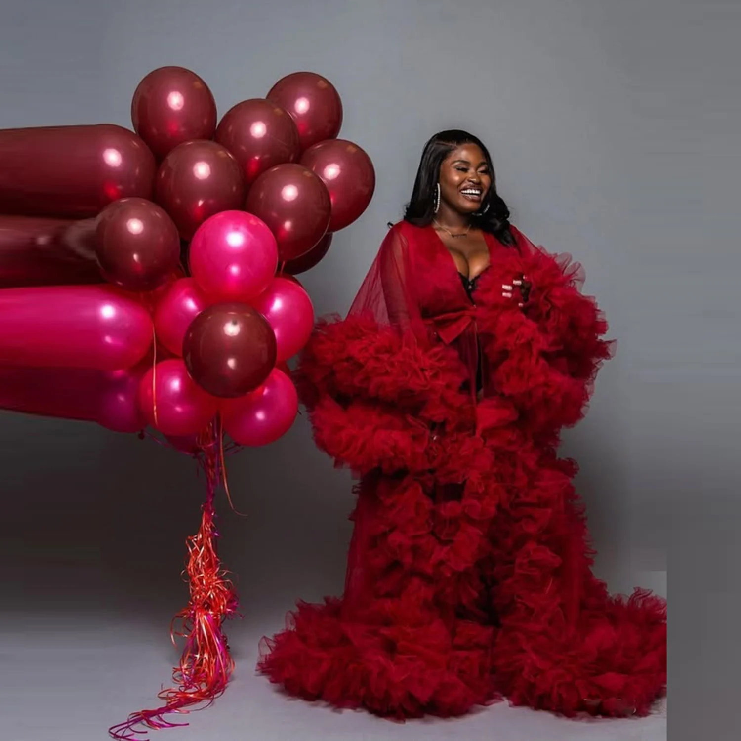 Dark Red Fluffy Mat… - image