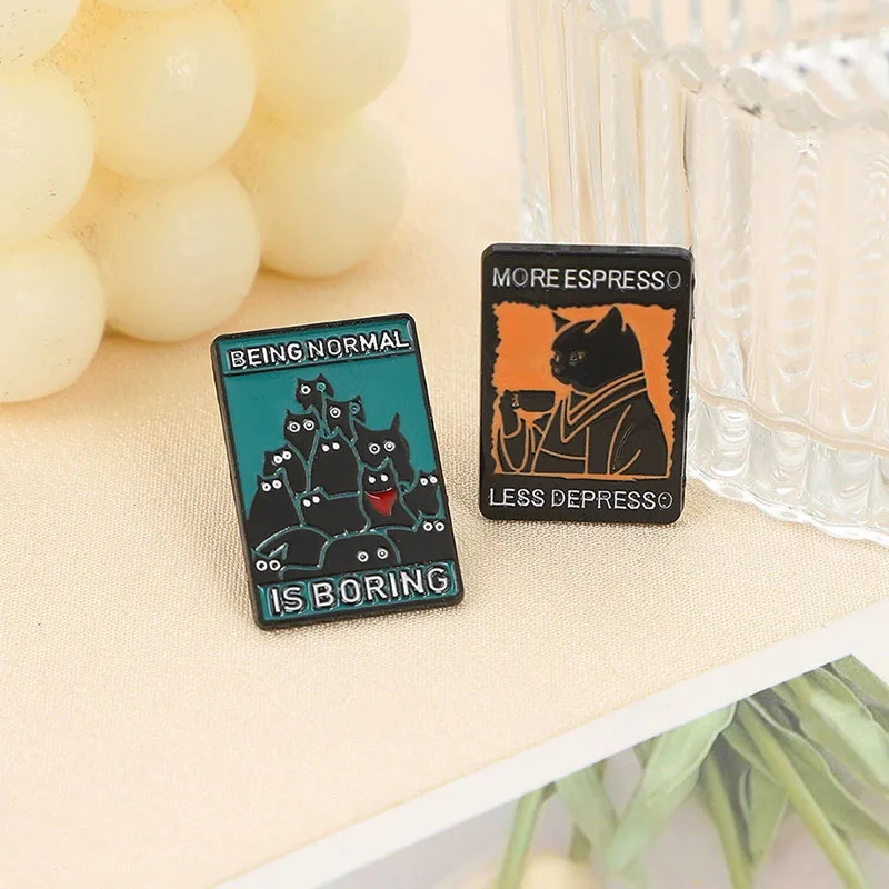 Cartoon Black Cat Enamel Pins PEW PEW MADAFAKAS Big Eyes Kitten Cute Animal  Brooches Lapel Badge Jewelry Gifs For Cat Lovers