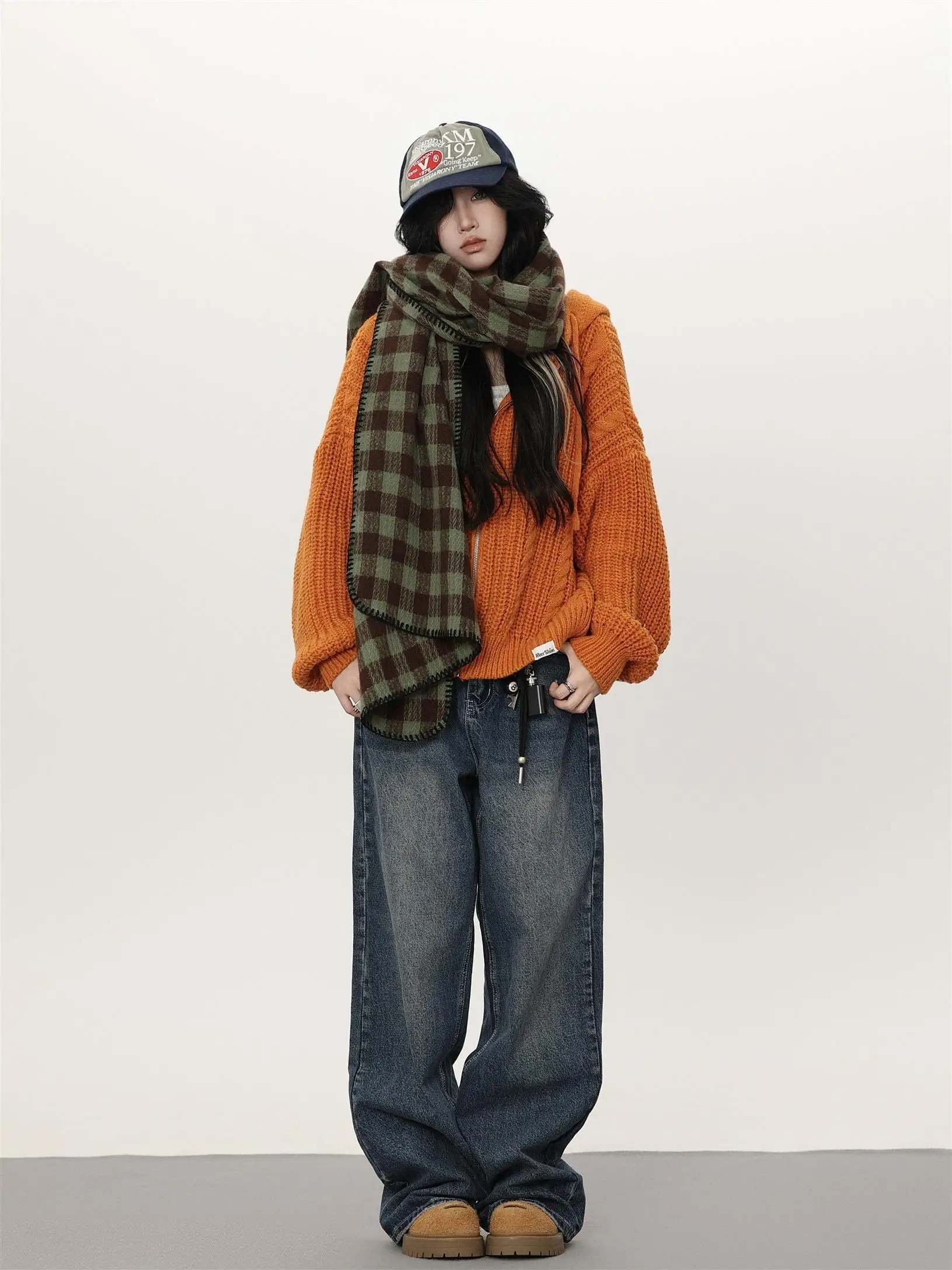 

Мужской вязаный кардиган-худи в винтажном стиле, свободного кроя, для осени и зимы, повседневная верхняя одежда