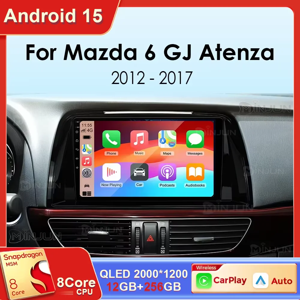 

Android 15 For Mazda 6 GJ Atenza 2012 2013 2014 2015 2016 2017 Carplay Auto Car Qualcomm Multimedia Car Radio Video Player GPS