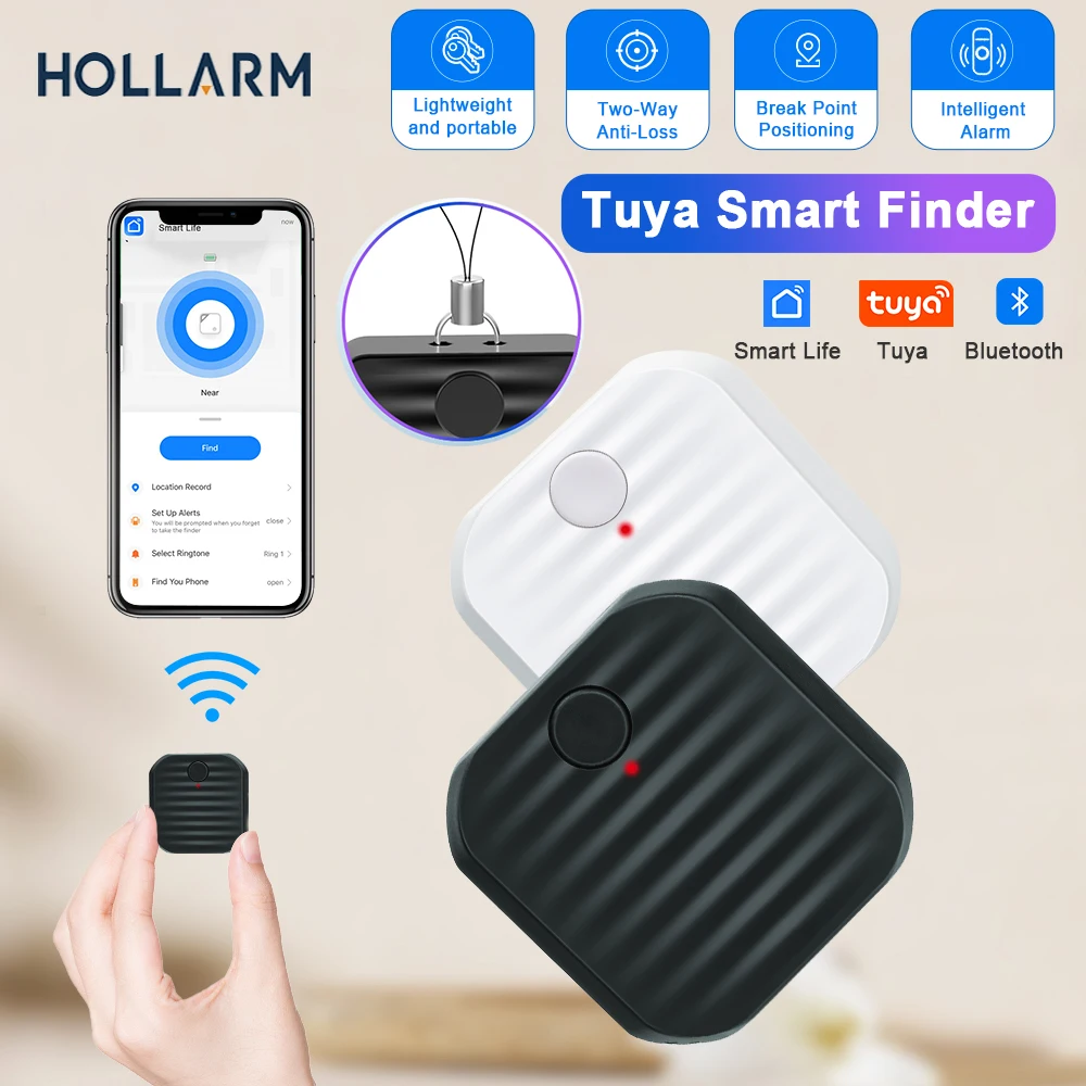 Hollarm-Dispositif Anti-Perte Bluetooth Intelligent, Tuya Mini Localisateur, Dispositif Anti-Perte, Détecteur de Clé pour Animaux de Compagnie,