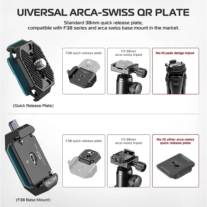 Ulanzi FALCAM F38 Universal DSLR Camera Gimbal Arca Swiss Quick Release Plate Clamp Quick Switch Tripod Slider Mount Adapter