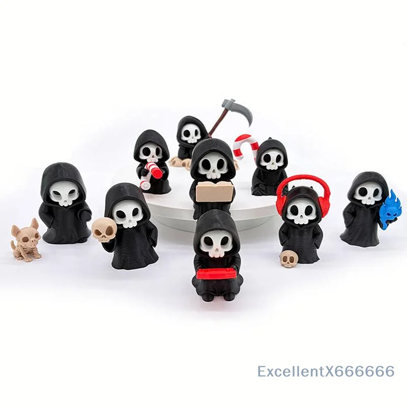 Figurines de la mort gothique, décoration de bureau squelette mignonne, statue squelette, petit ornement d'Halloween effrayant, cadeau d'Halloween