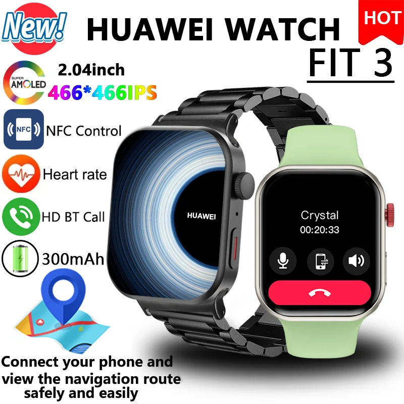 Reloj inteligente deportivo con pantalla de alta definición para hombre y mujer, pulsera con llamadas, Bluetooth, 2,04 pulgadas, para Huawei,