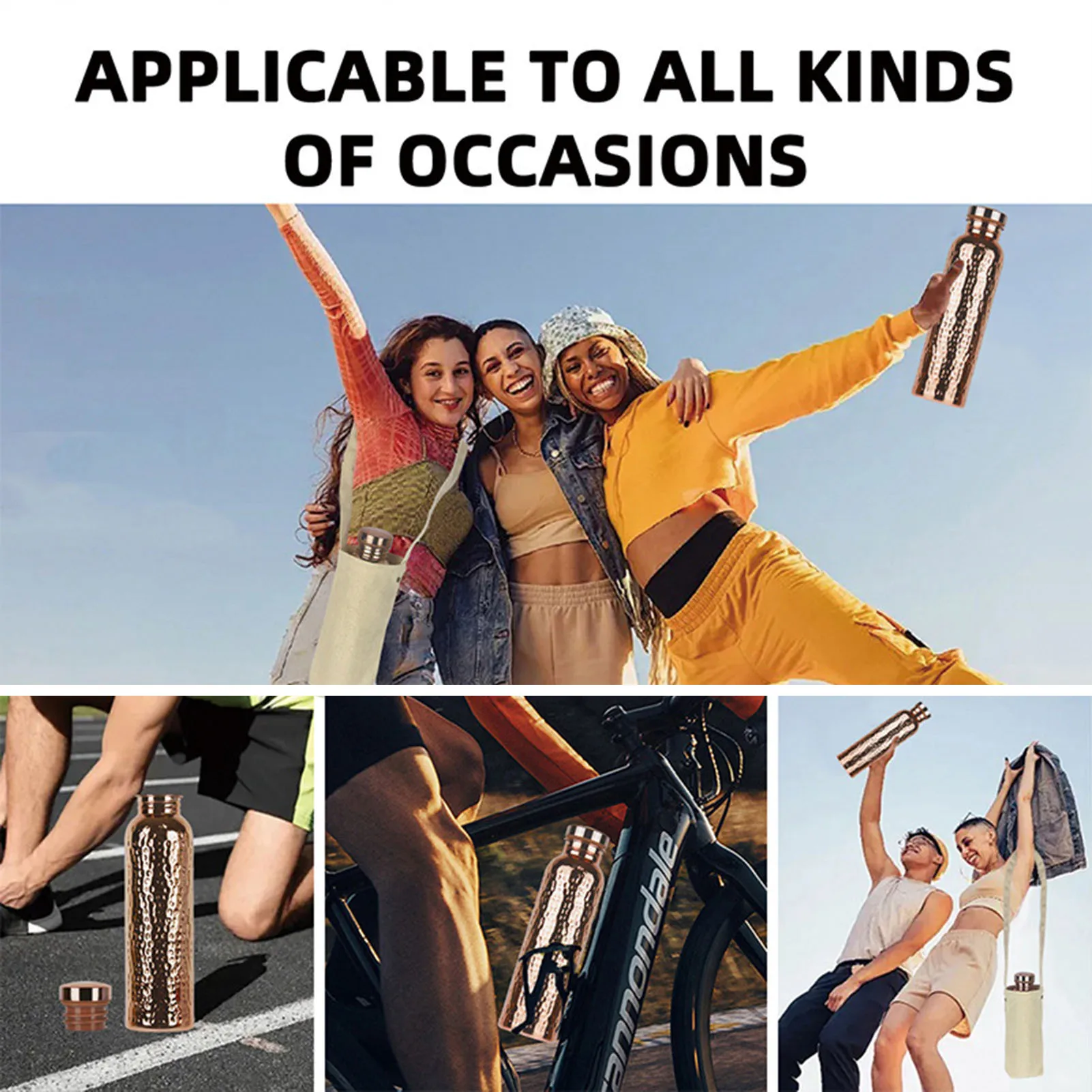 

Cycling Copper Bottle Leak-Proof Insulated Copper Water Bottle Portable Leakproof Sports Water Bottle For Gym Camping Outdoor