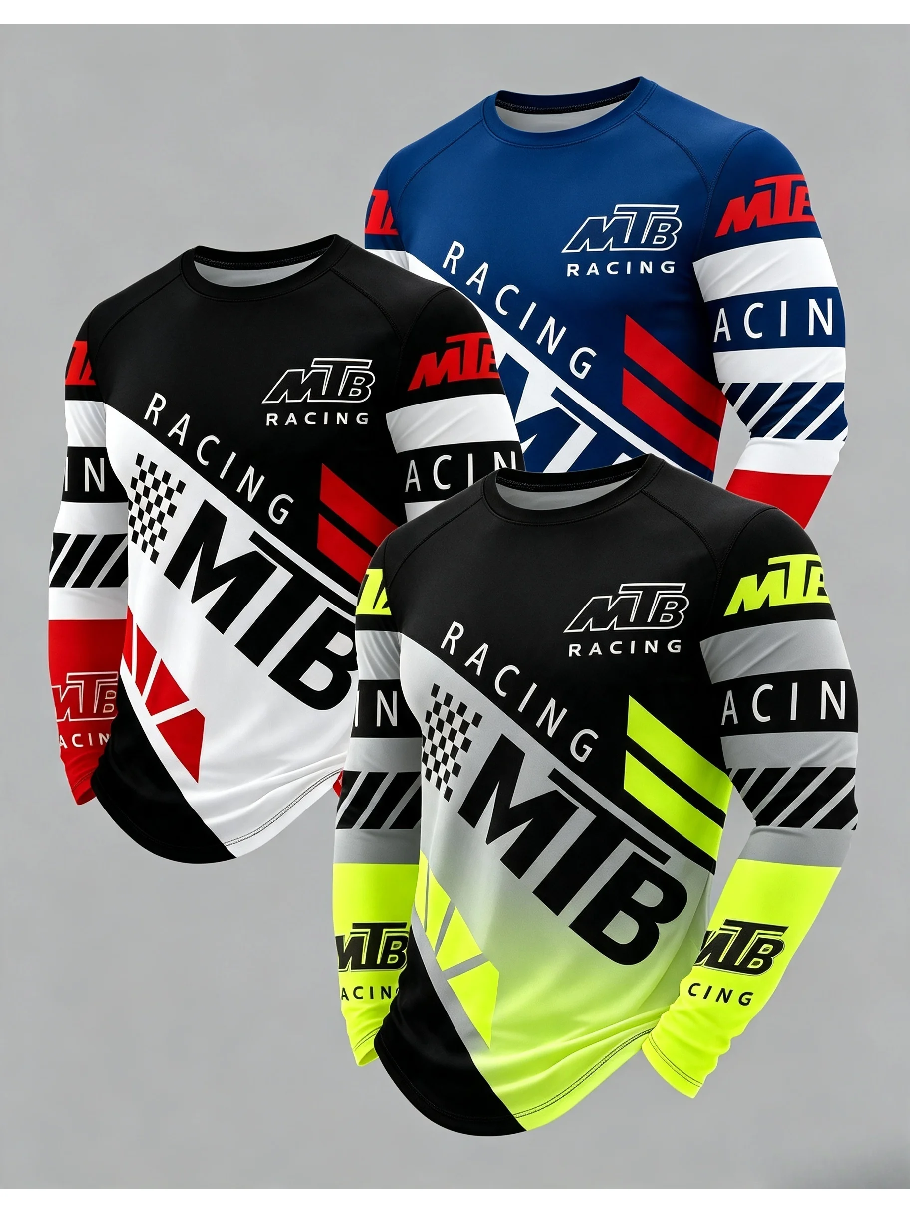 Men's 3D-Printed Motocross Long-Sleeve Jersey – Stylish, Comfortable, Quick-Drying, and Breathable MTB Riding Shirt