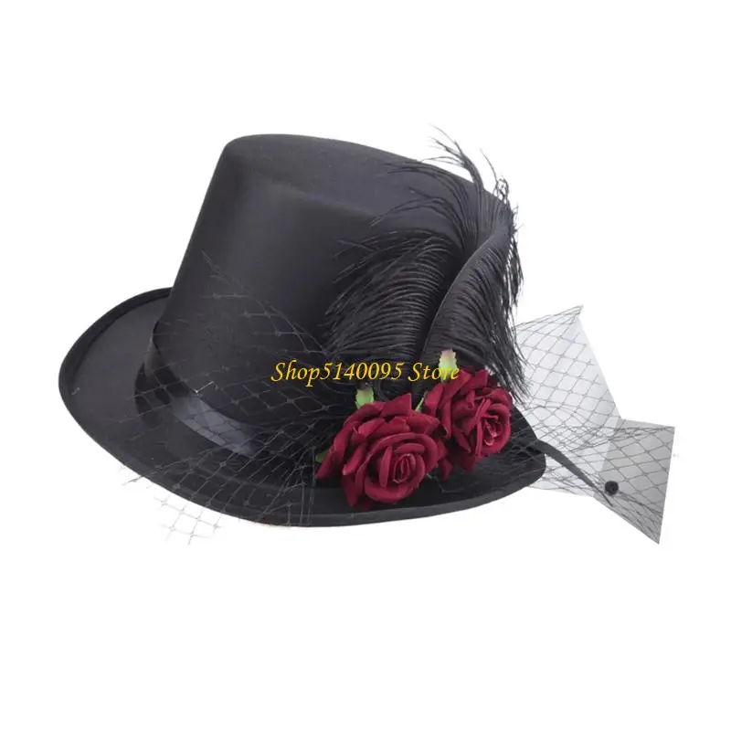 หมวก Dxae Victorian Hat Vintage Flower Hats Steampunk Hat Top Hat Halloween