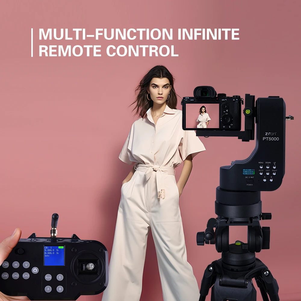 ZIFON PT5000 Wireless Remote Control Motorized Pan Tilt Panoramic Head Electric Gimbal 5KG Payload for DSLR Camera Smartphone