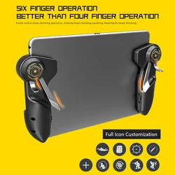 2PCS 6 Fingers Tablet Gaming Gamepad Button Triggers Joystick For PUBG Mobile Game Controller Shooter Game Joystick for Ipad